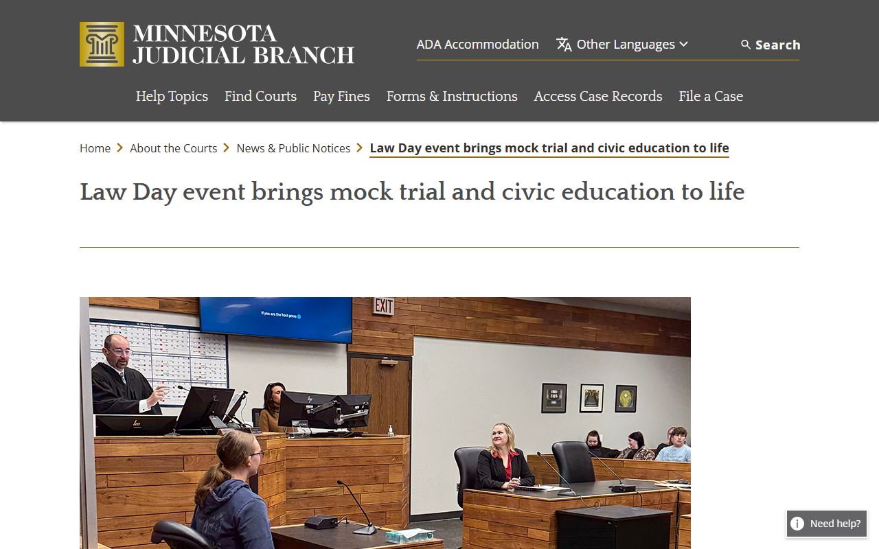 Koochiching County Court Administration Law Day mock trial source