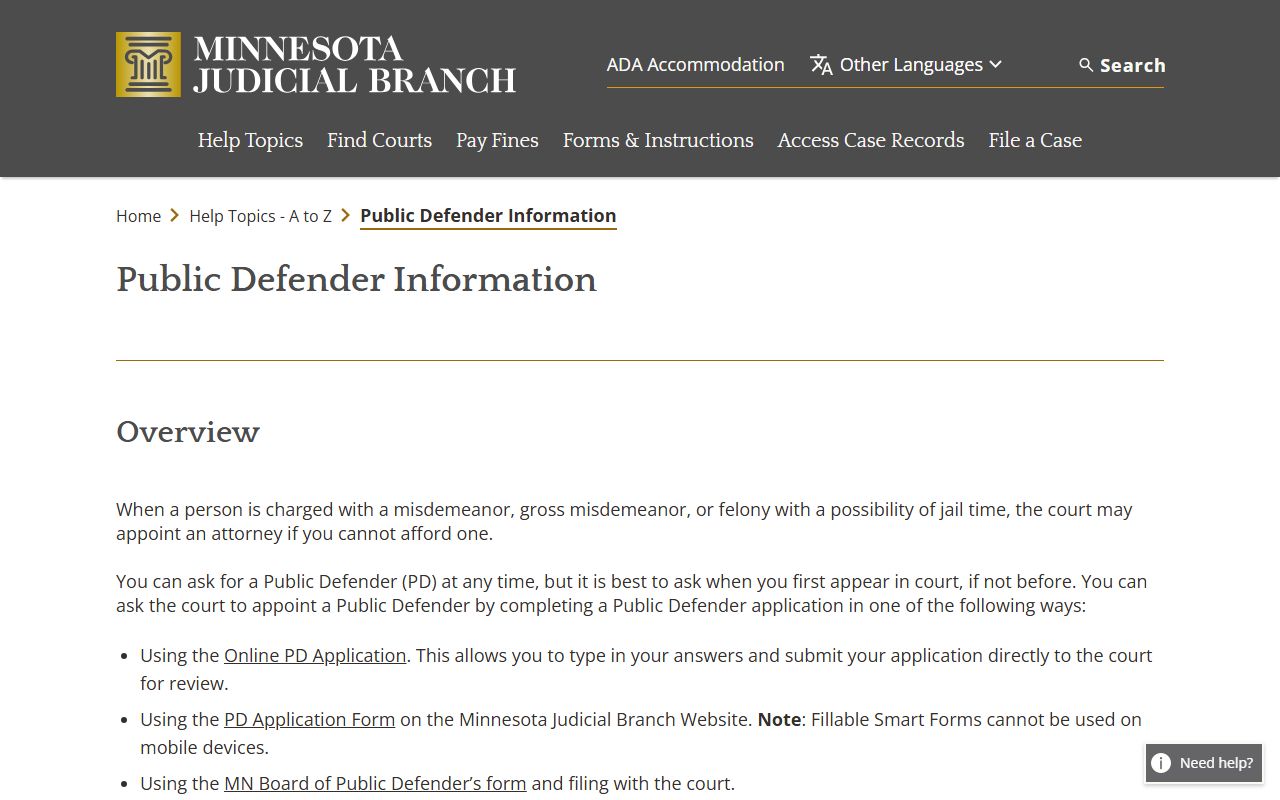 Koochiching County court charges public defender overview source