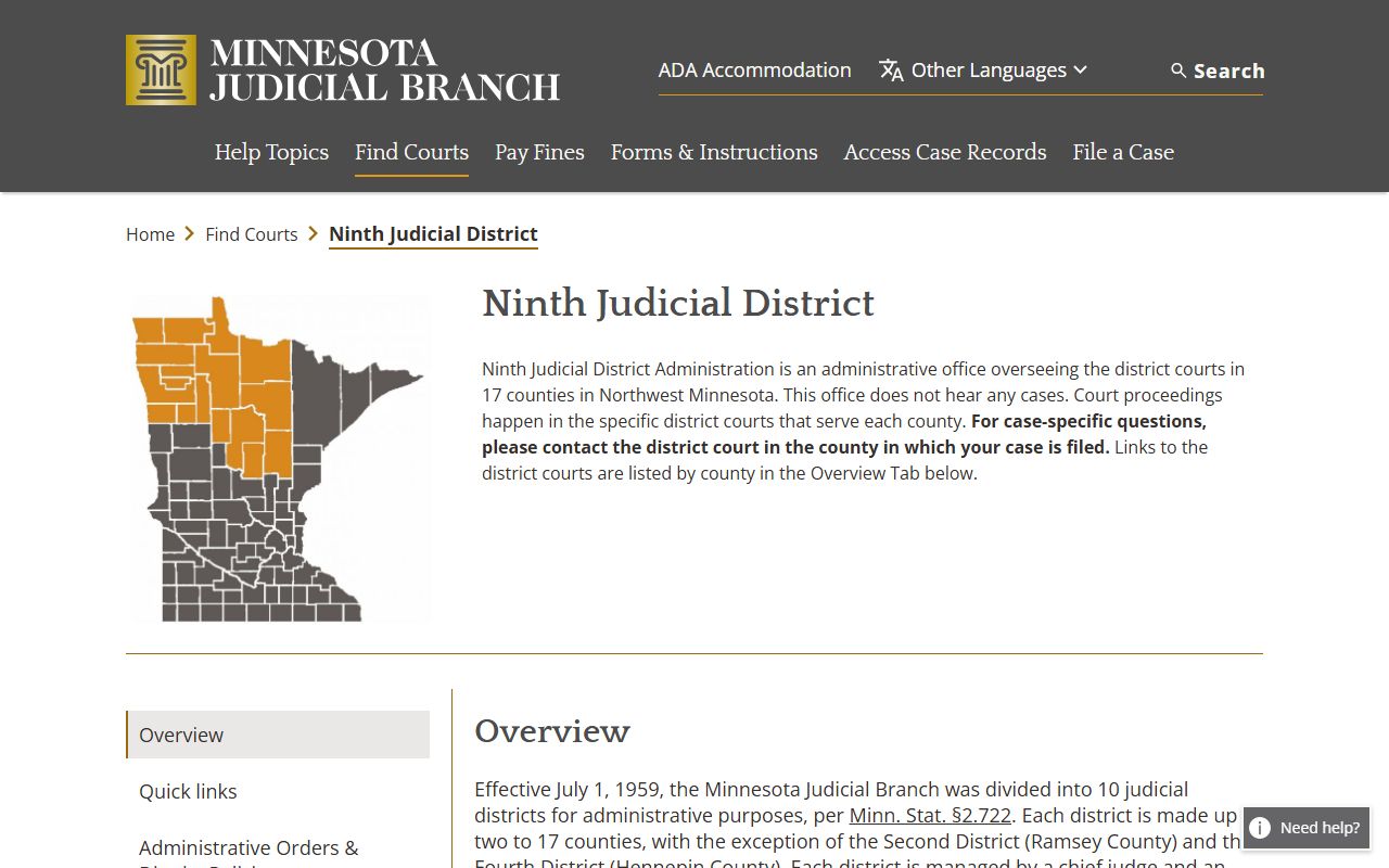 Koochiching County court dockets Ninth Judicial District source