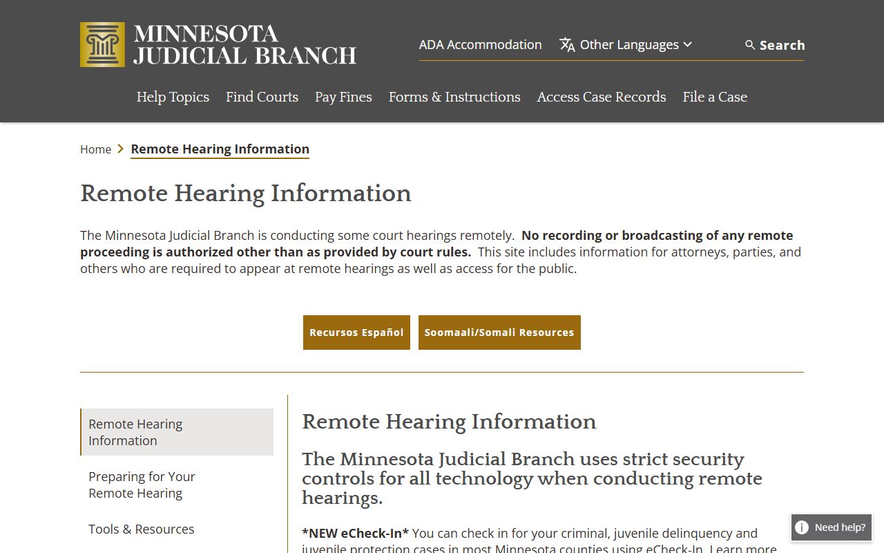 Koochiching County court dockets remote hearing source