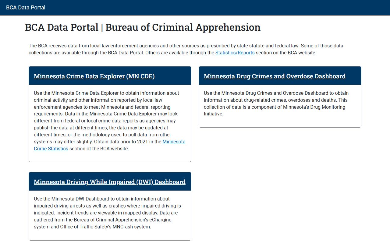 Koochiching County criminal court records BCA Data Portal source