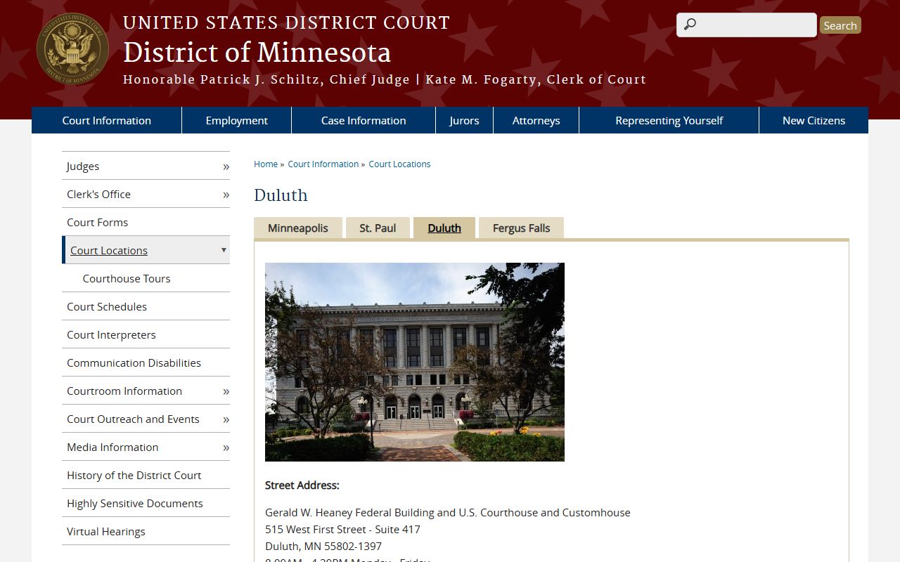 Koochiching County District Court Duluth federal courthouse source