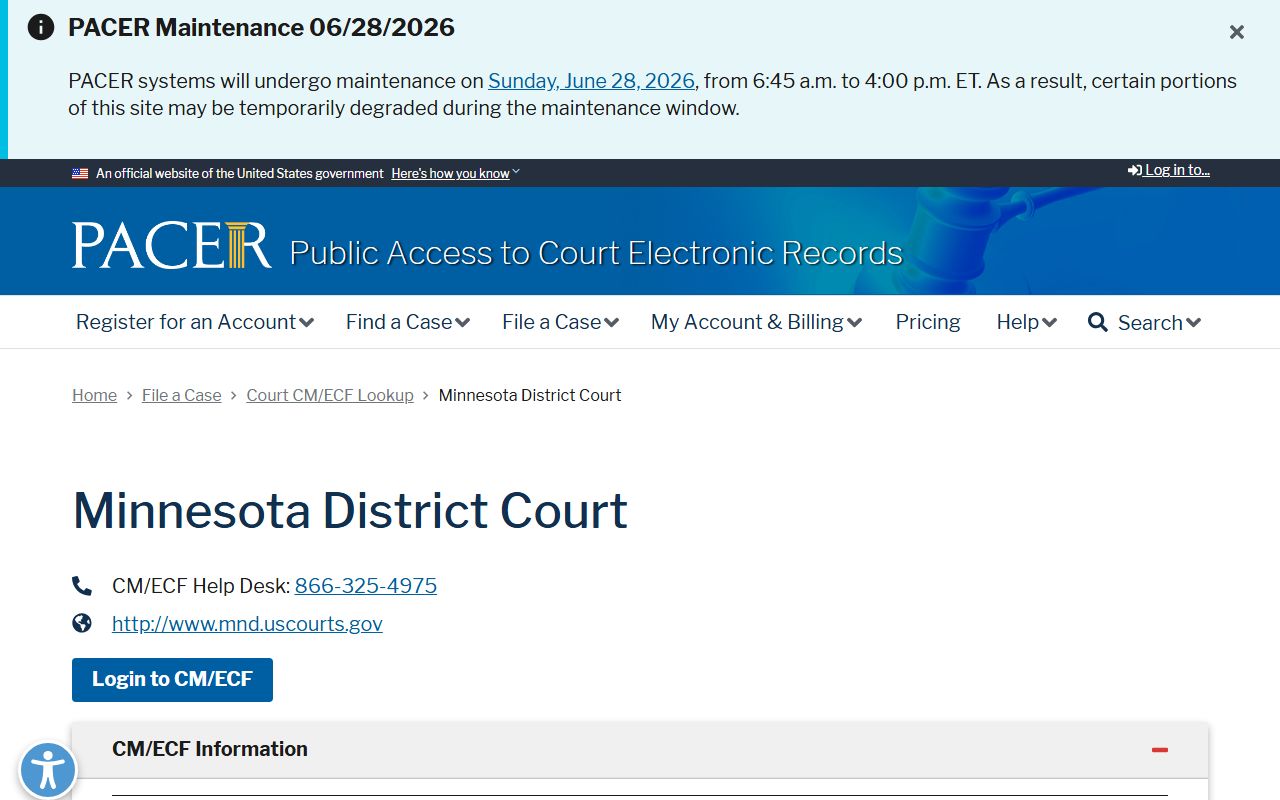 Koochiching County District Court federal PACER lookup contrast