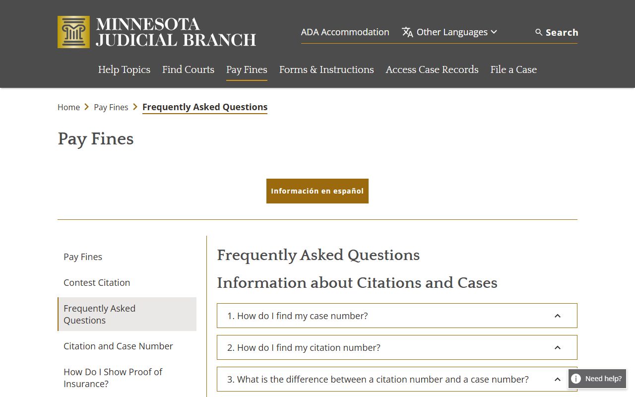 Koochiching County traffic court records citation FAQ source
